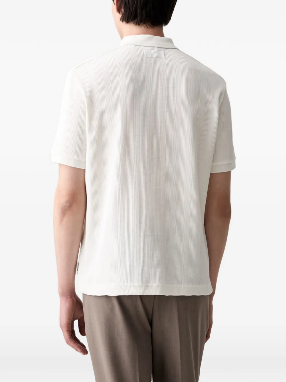 Marc O'Polo ribbed-knit short-sleeve polo shirt Wit