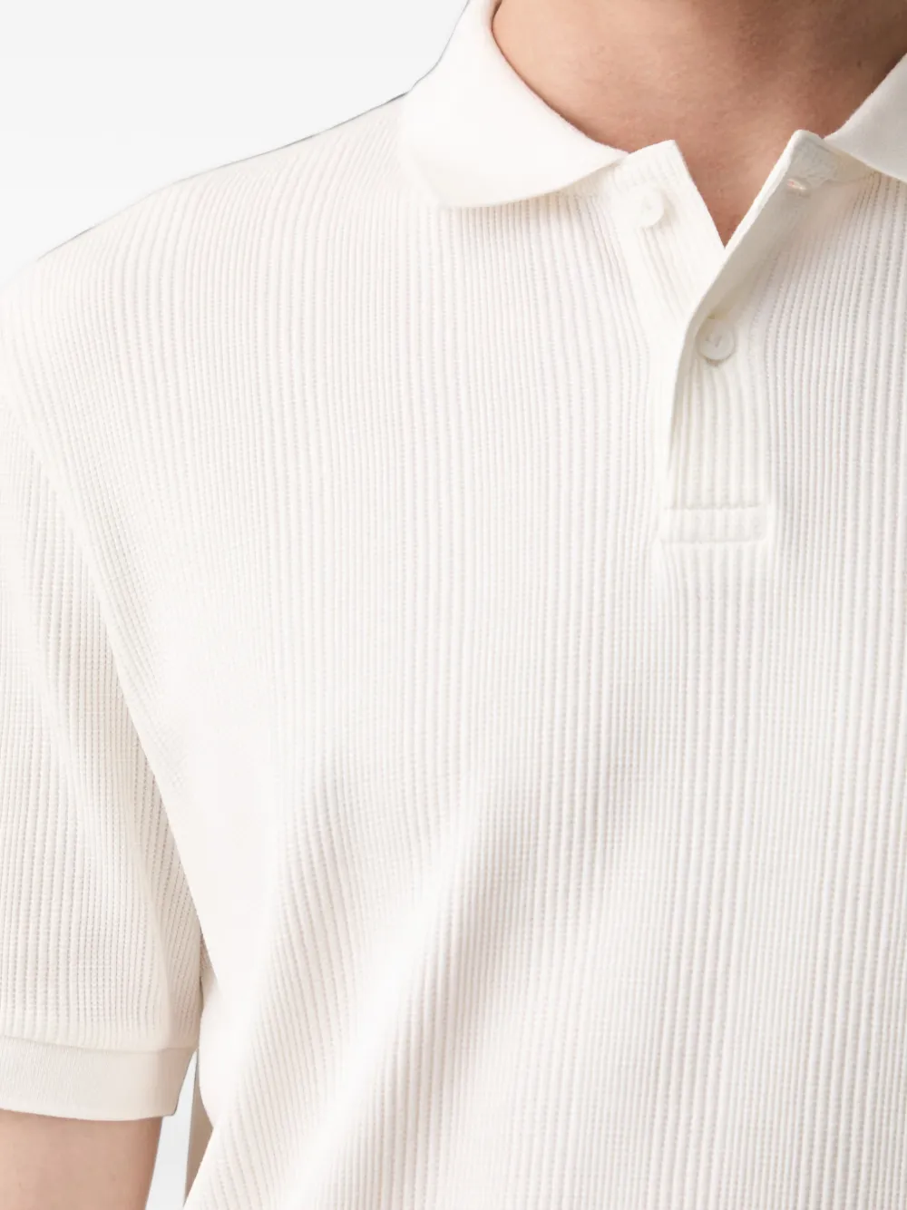 Marc O'Polo ribbed-knit short-sleeve polo shirt Wit