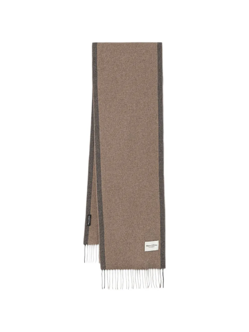 Marc O'Polo fringed contrast-border scarf - Marrone