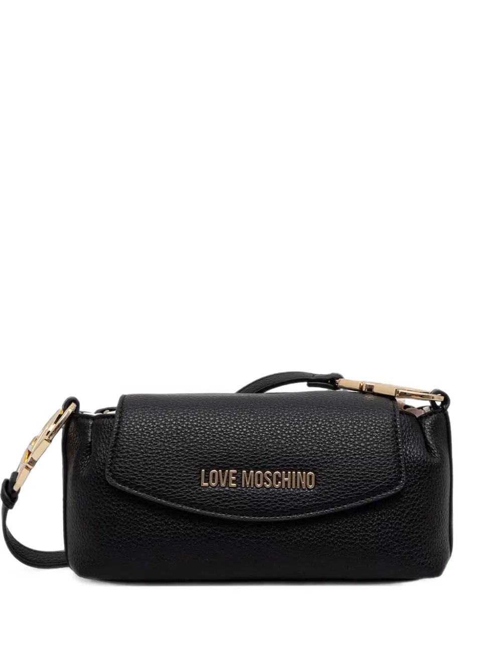 Love Moschino logo-plaque pebbled crossbody bag - Nero