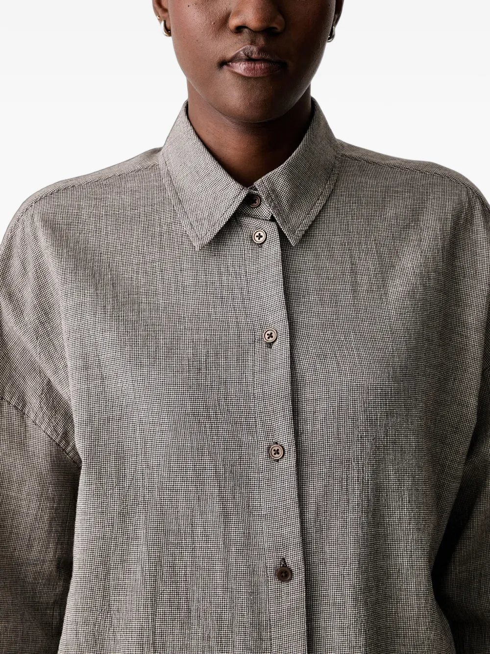 Marc O'Polo houndstooth-pattern dropped-shoulder shirt Grijs