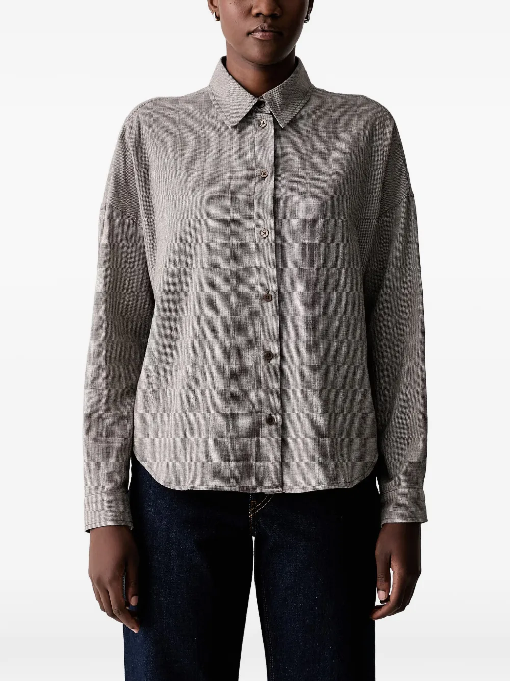 Marc O'Polo houndstooth-pattern dropped-shoulder shirt - Grigio