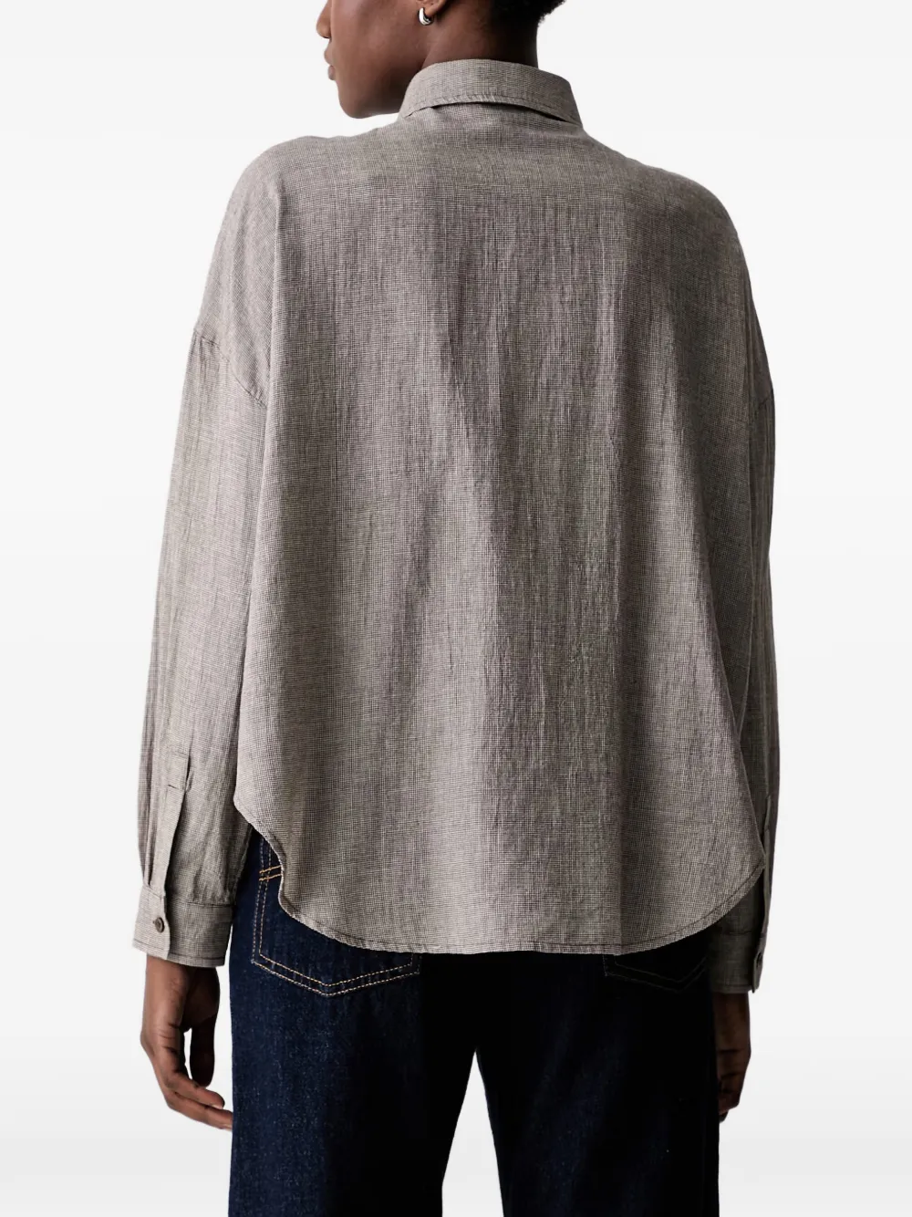 Marc O'Polo houndstooth-pattern dropped-shoulder shirt Grijs