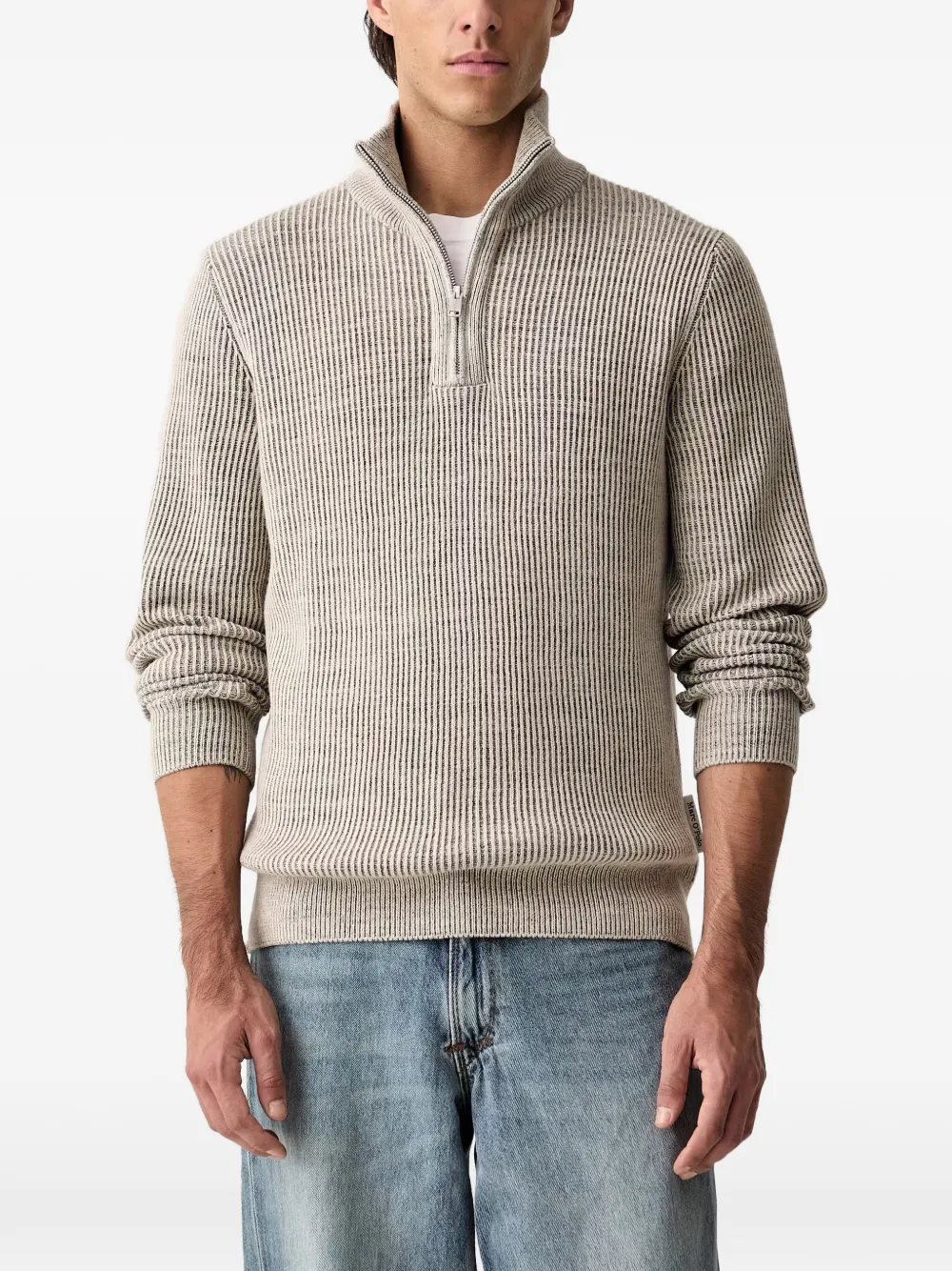 Marc O'Polo ribbed-knit quarter-zip sweater - Toni neutri