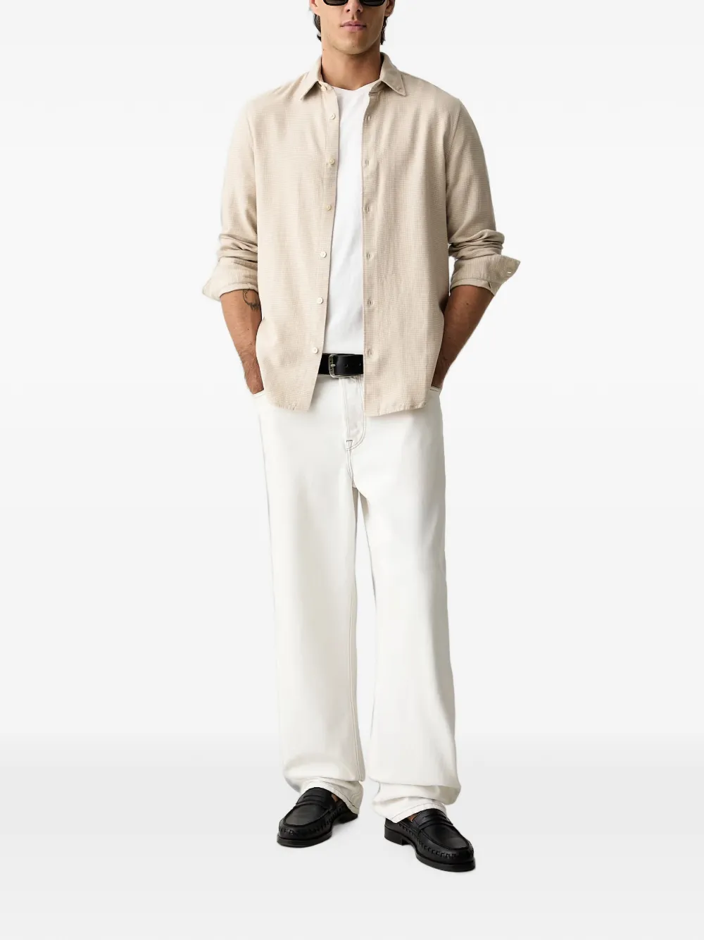 Marc O'Polo Geruit overhemd Beige