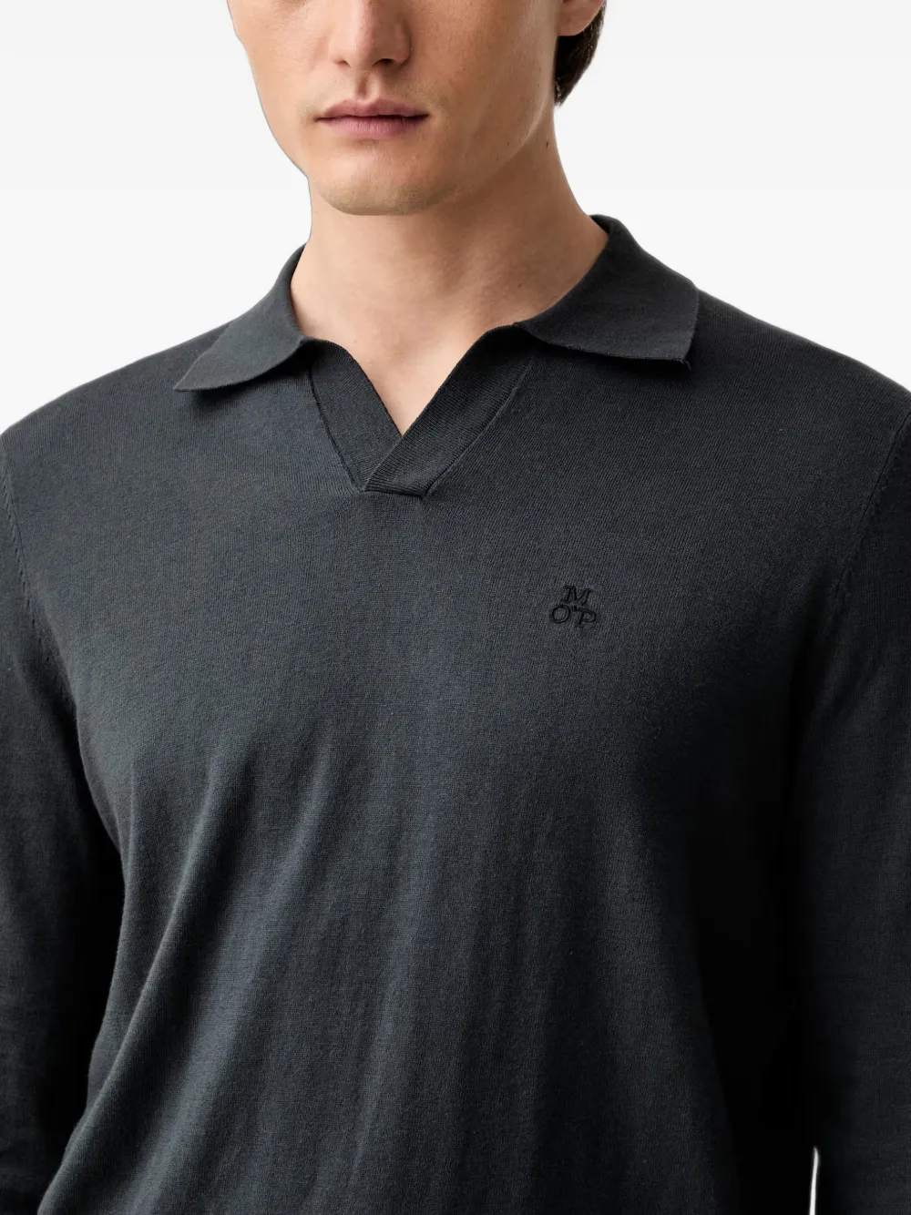 Marc O'Polo Sweater met geborduurd logo Grijs