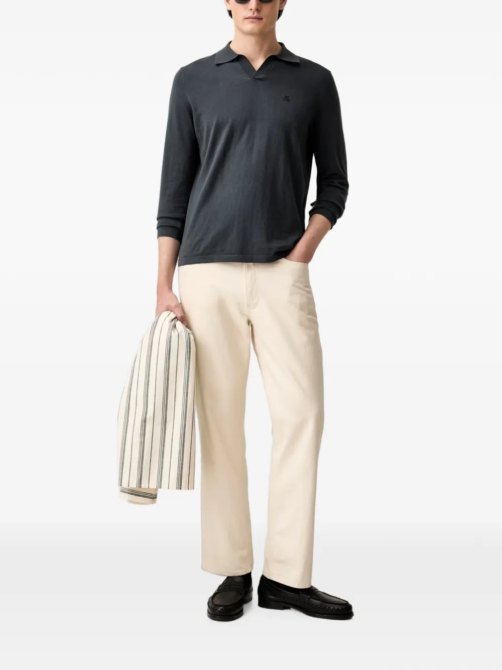 Marc O'Polo Sweater met geborduurd logo Grijs