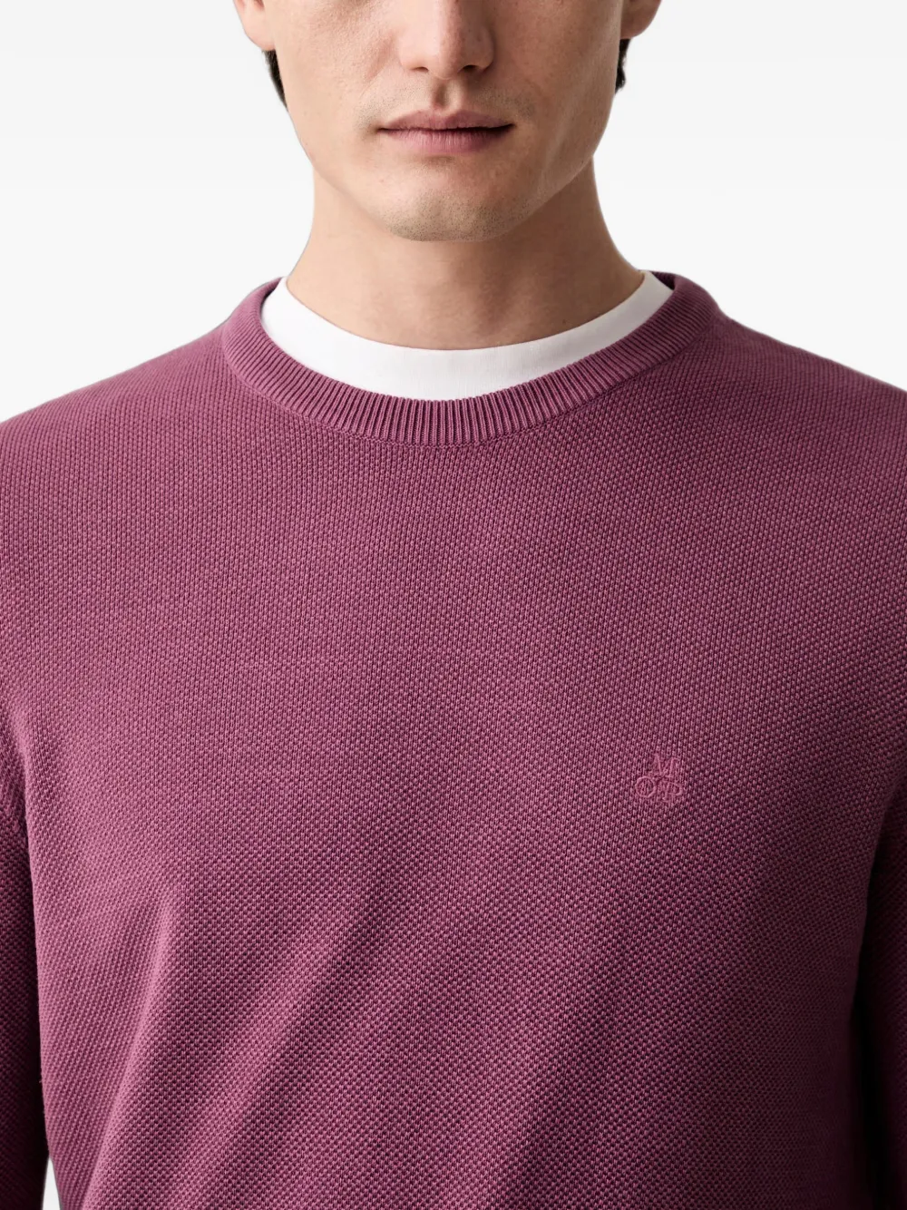 Marc O'Polo Wafelgebreide trui met geborduurd logo Paars