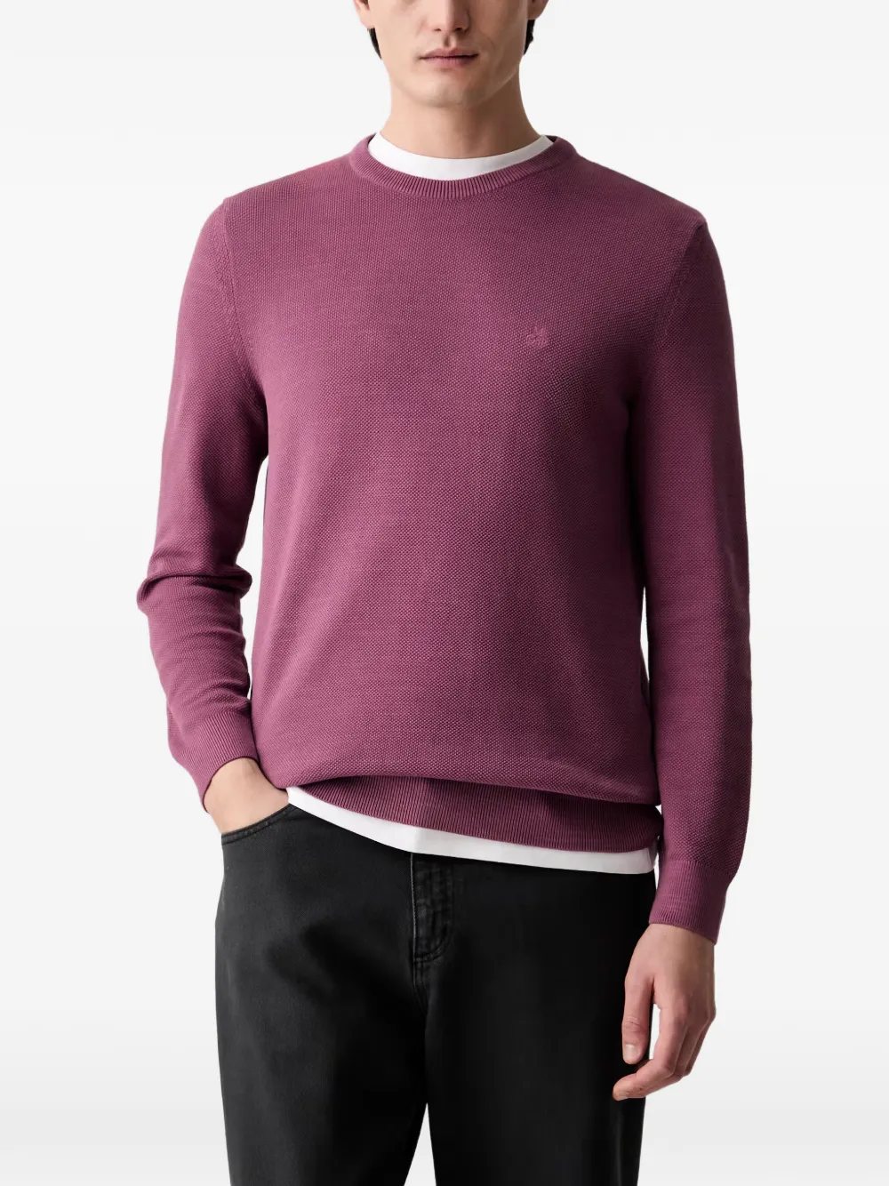 Marc O'Polo logo-embroidered waffle-knit sweater - Viola