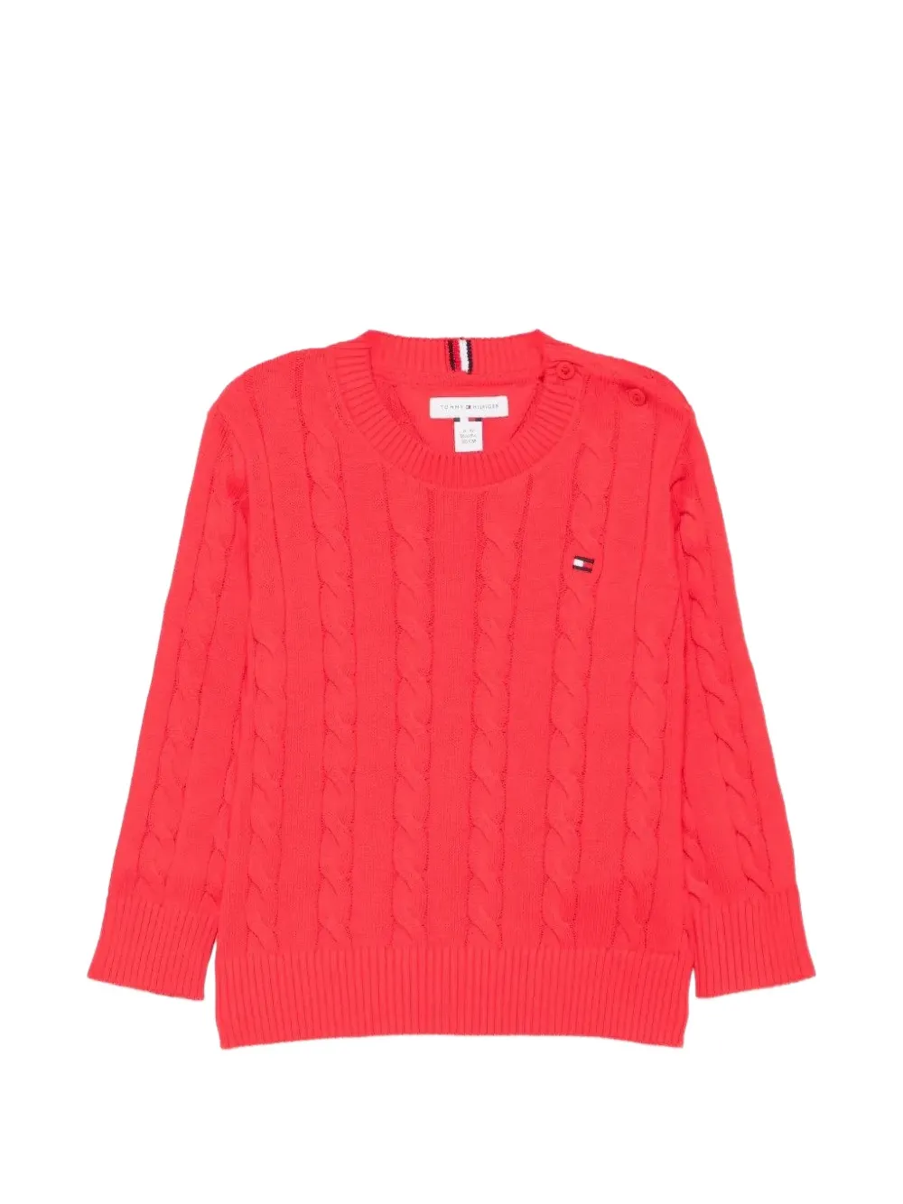 Tommy Hilfiger Junior cable-knit button-shoulder sweater Rood