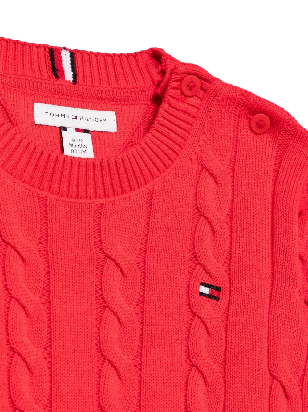 Tommy Hilfiger Junior cable-knit button-shoulder sweater Rood