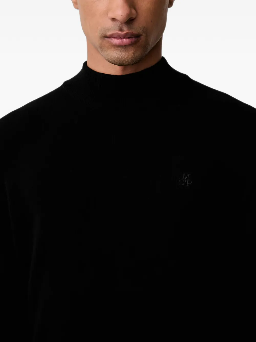 Marc O'Polo Sweater met geborduurd logo en hoge hals Zwart