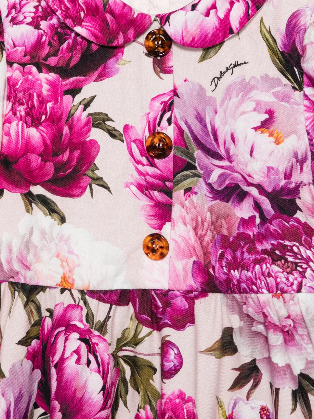 Dolce & Gabbana Kids Jurk met bloemenprint Beige