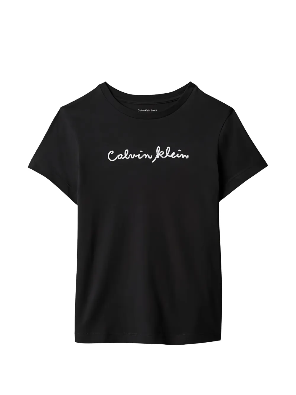 Calvin Klein Kids logo-embroidered T-shirt Zwart
