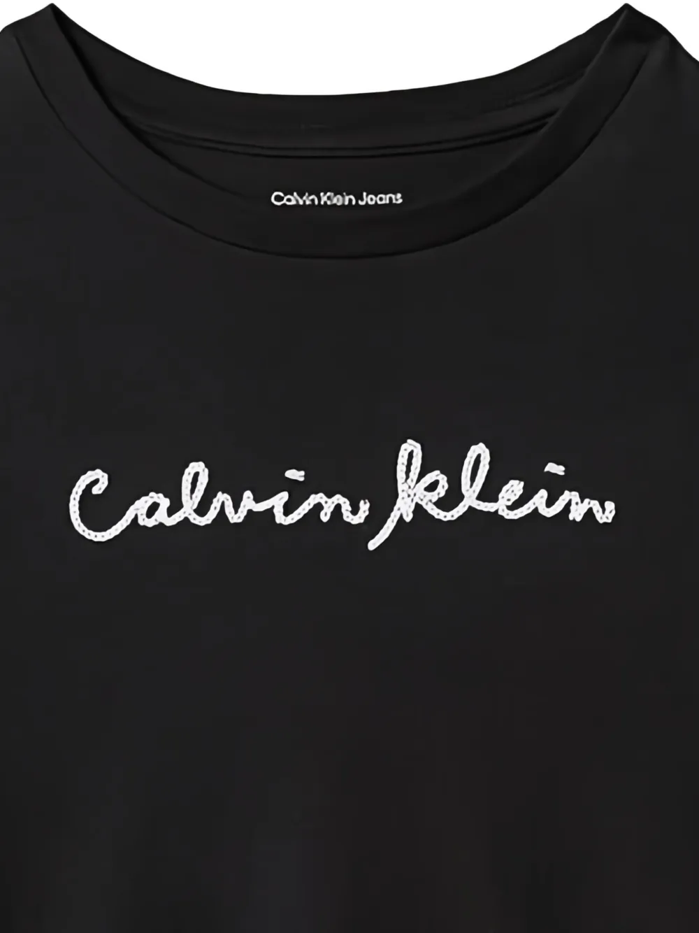 Calvin Klein Kids logo-embroidered T-shirt Zwart