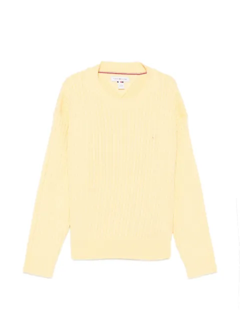 Tommy Hilfiger Junior pull en maille torsadée à logo brodé