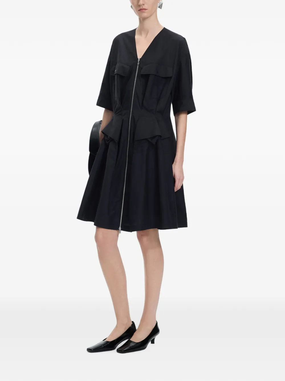 JNBY mini-jurk met gedrapeerde taille en rits Zwart