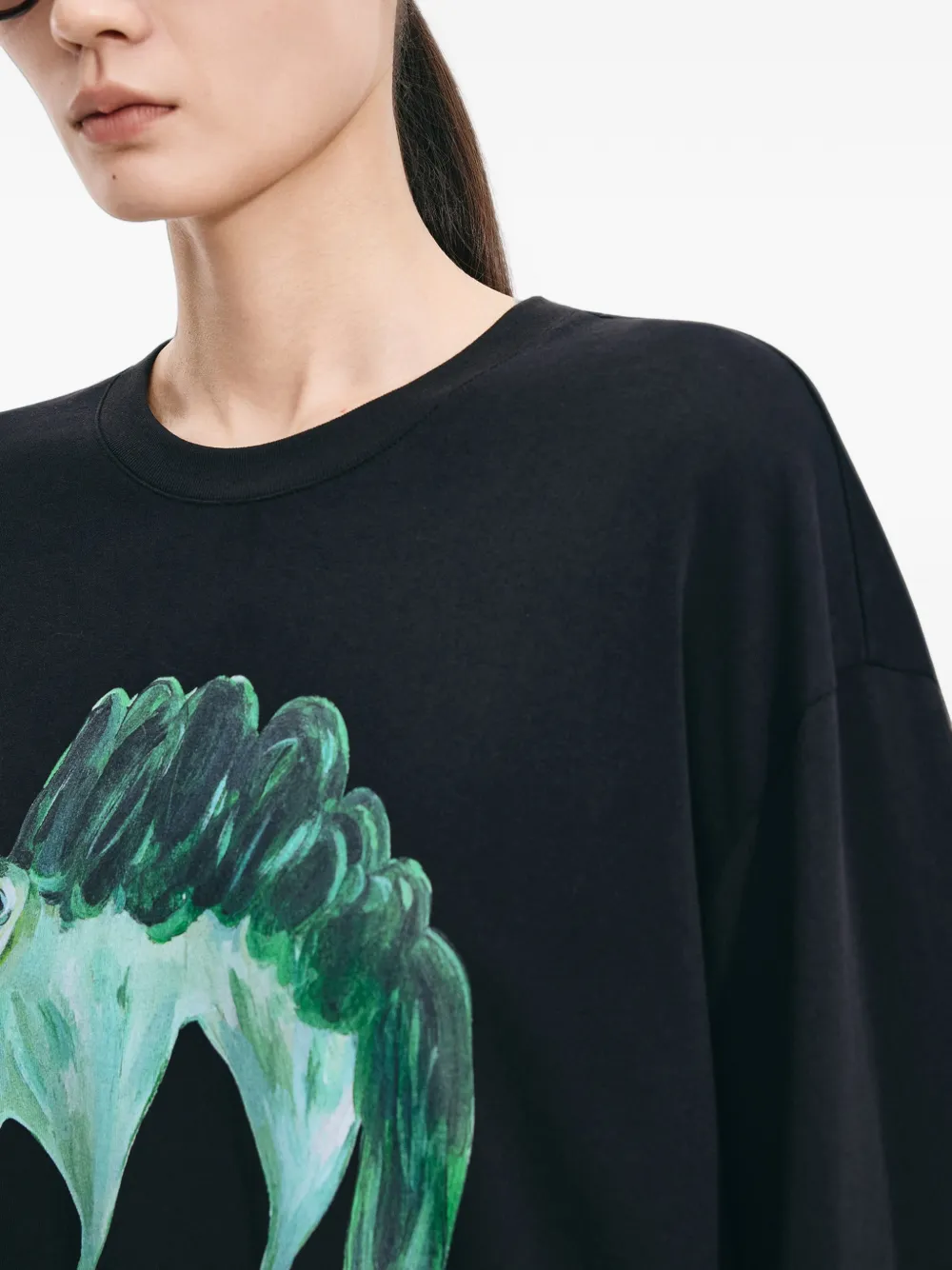 JNBY T-shirt met katprint Zwart
