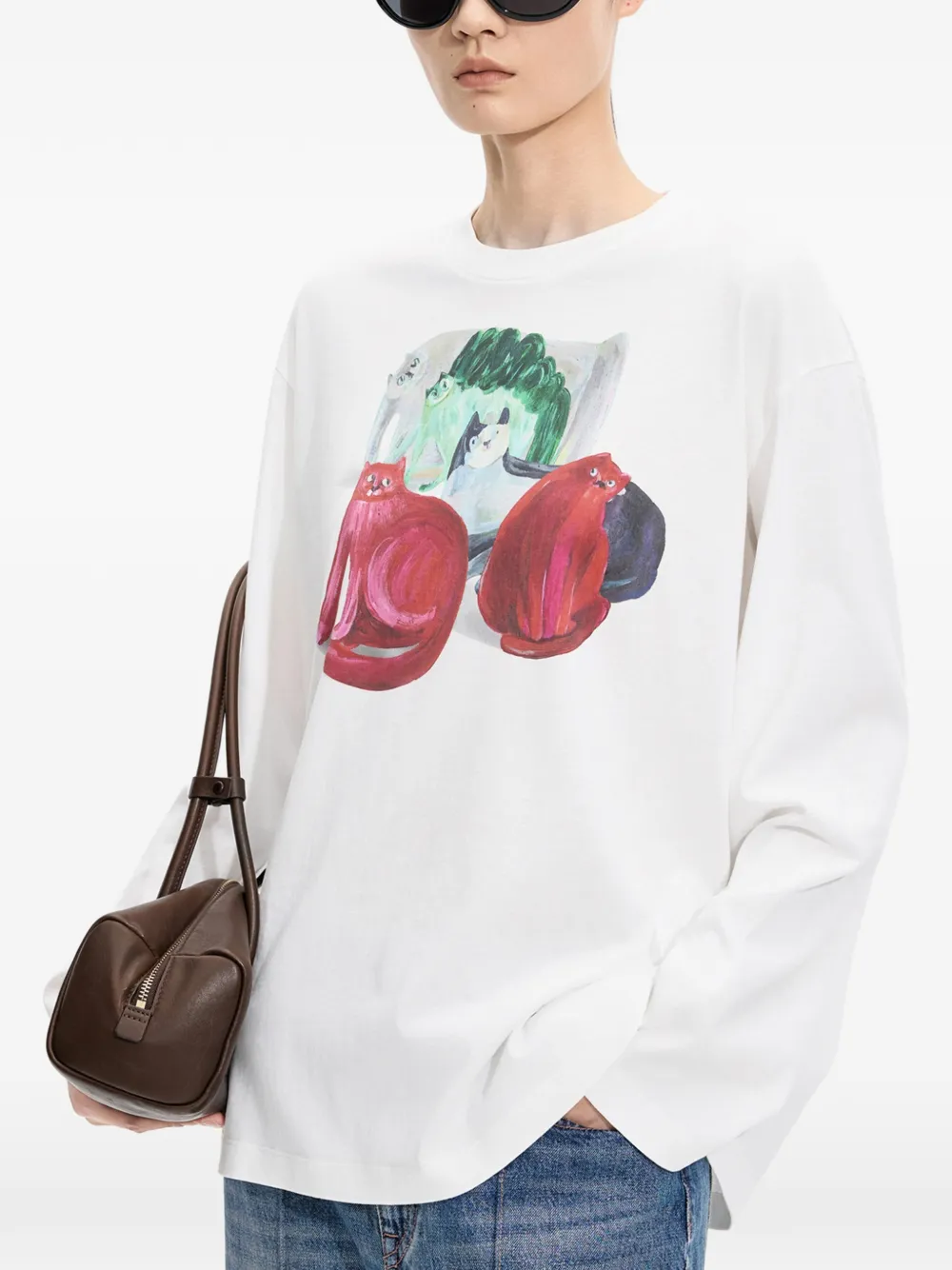 JNBY T-shirt met katprint Wit