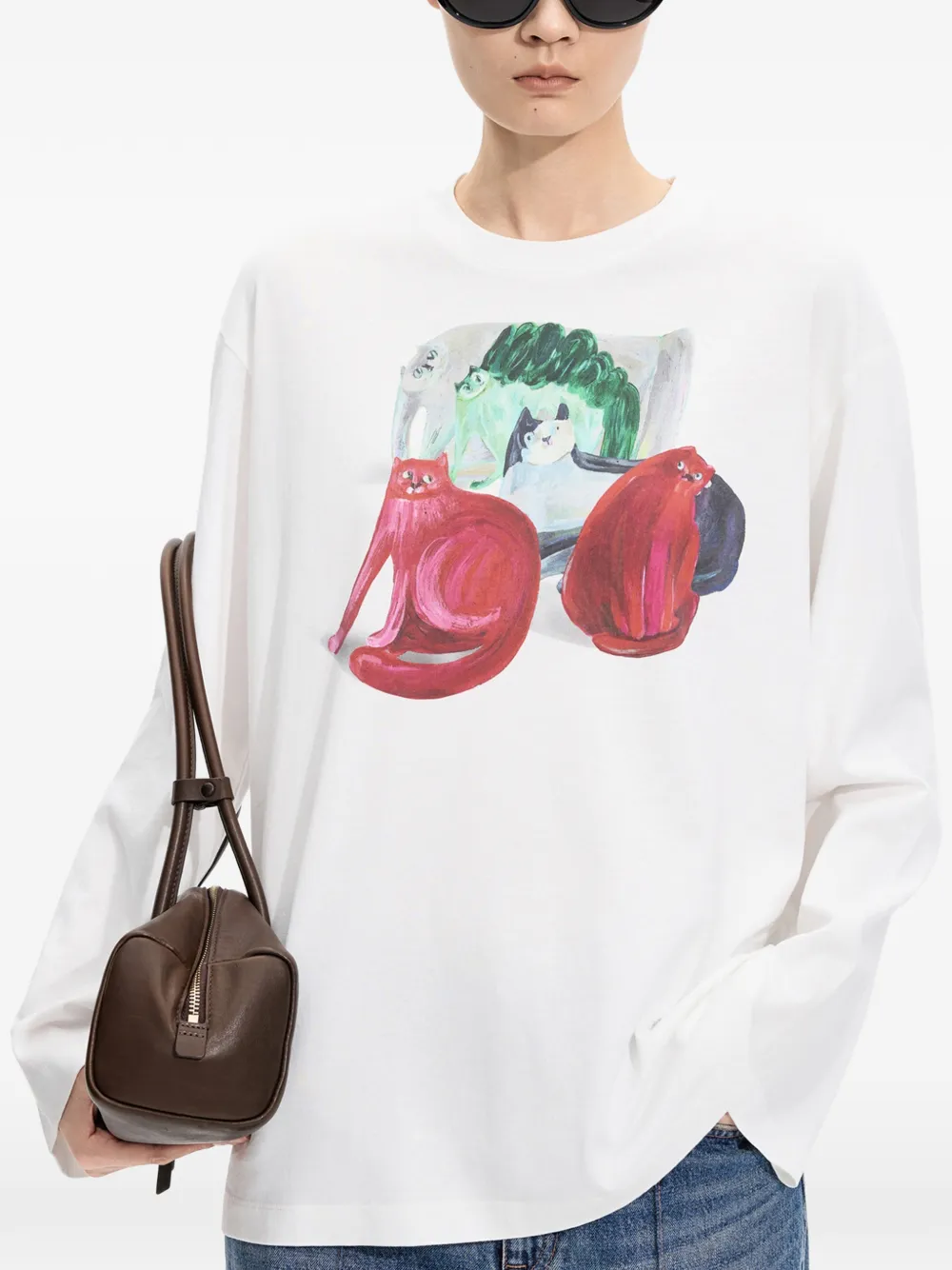 JNBY T-shirt met katprint Wit