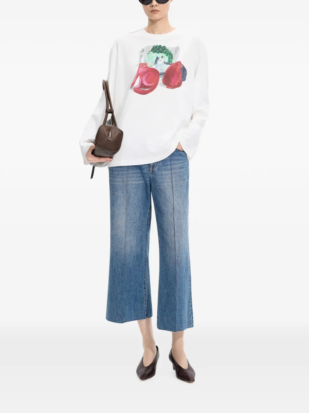 JNBY T-shirt met katprint Wit