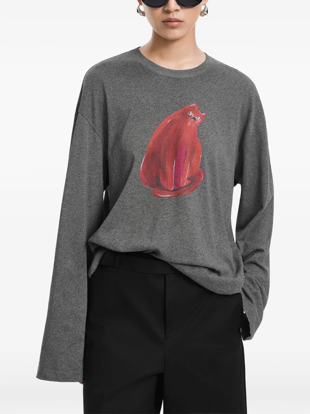 JNBY T-shirt met katprint Grijs