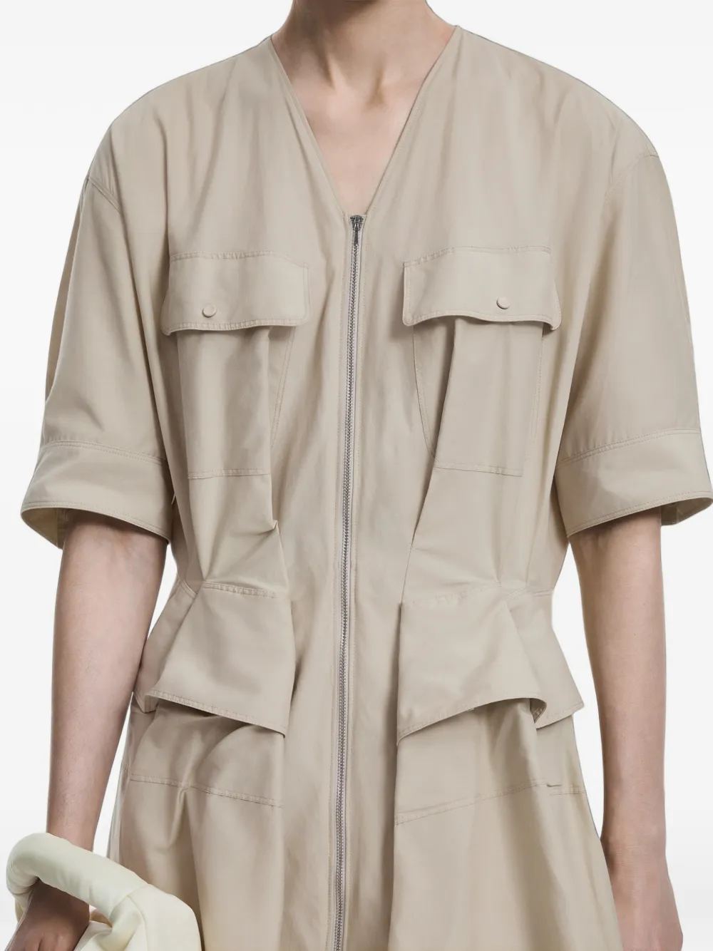 JNBY mini-jurk met korte mouwen en gedrapeerde taille Beige