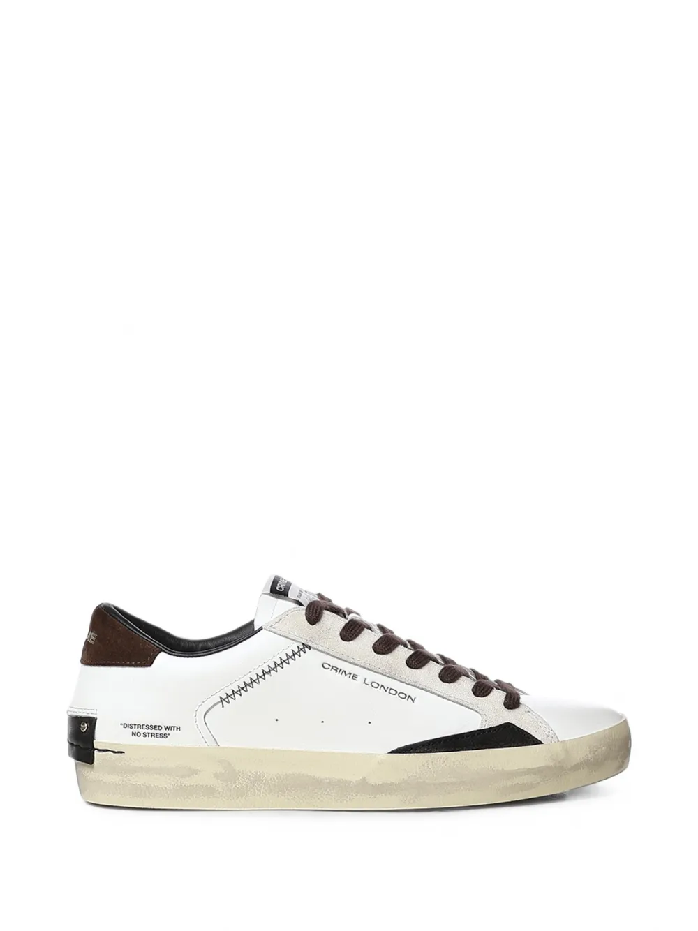 Crime London Distressed leather sneakers Wit