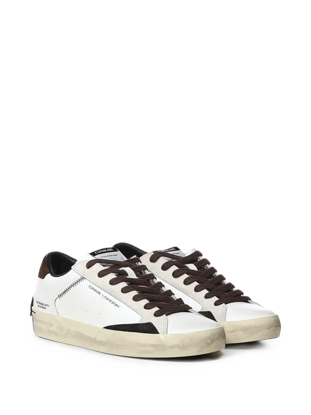 Crime London Distressed leather sneakers Wit