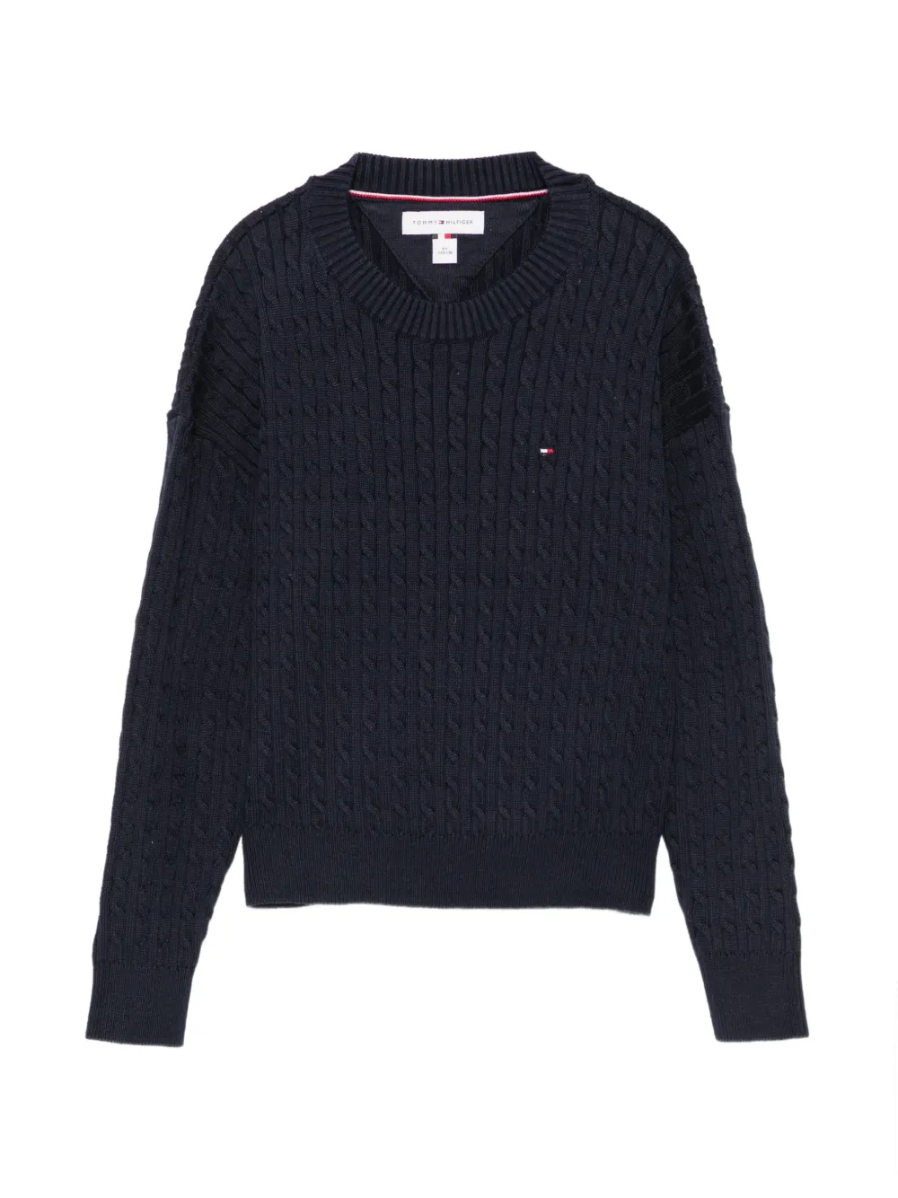 Tommy Hilfiger Junior Kabelgebreide trui met geborduurd logo Blauw