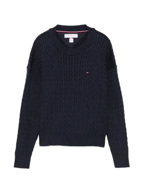 Tommy Hilfiger Junior cable-knit embroidered-logo sweater