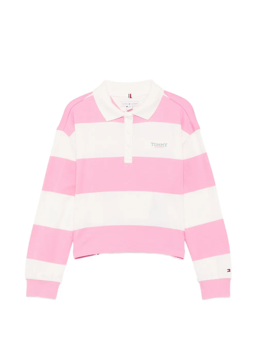 Tommy Hilfiger Junior Gestreept poloshirt met lange mouwen Roze