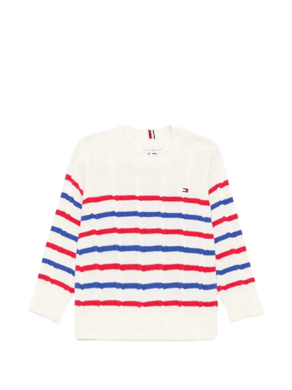 Tommy Hilfiger Junior cable-knit striped sweater - Bianco
