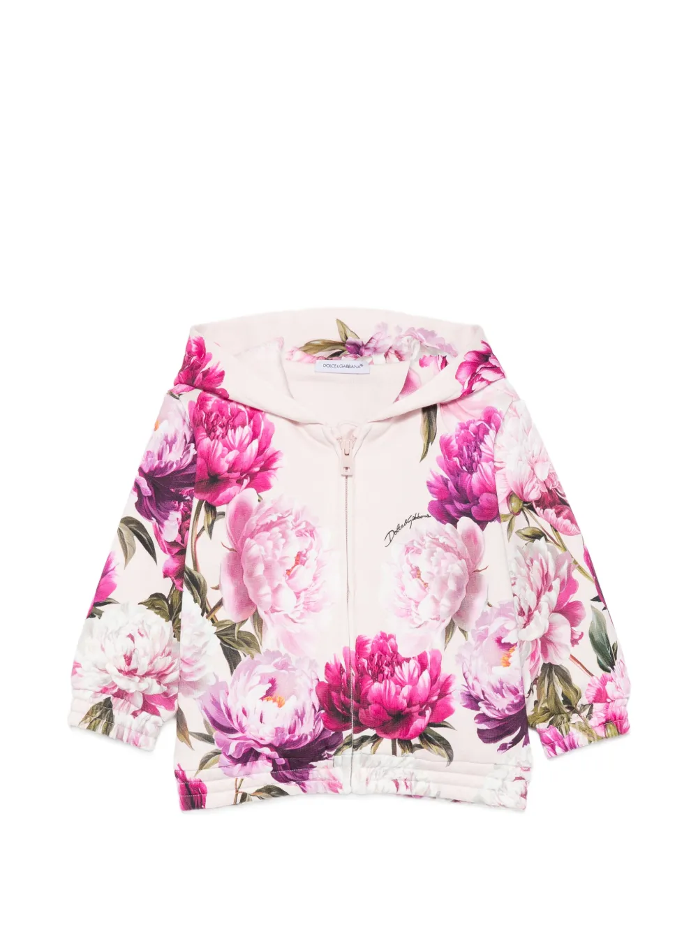 Dolce & Gabbana Kids Kapuzenjacke mit Blumenprint - Nude