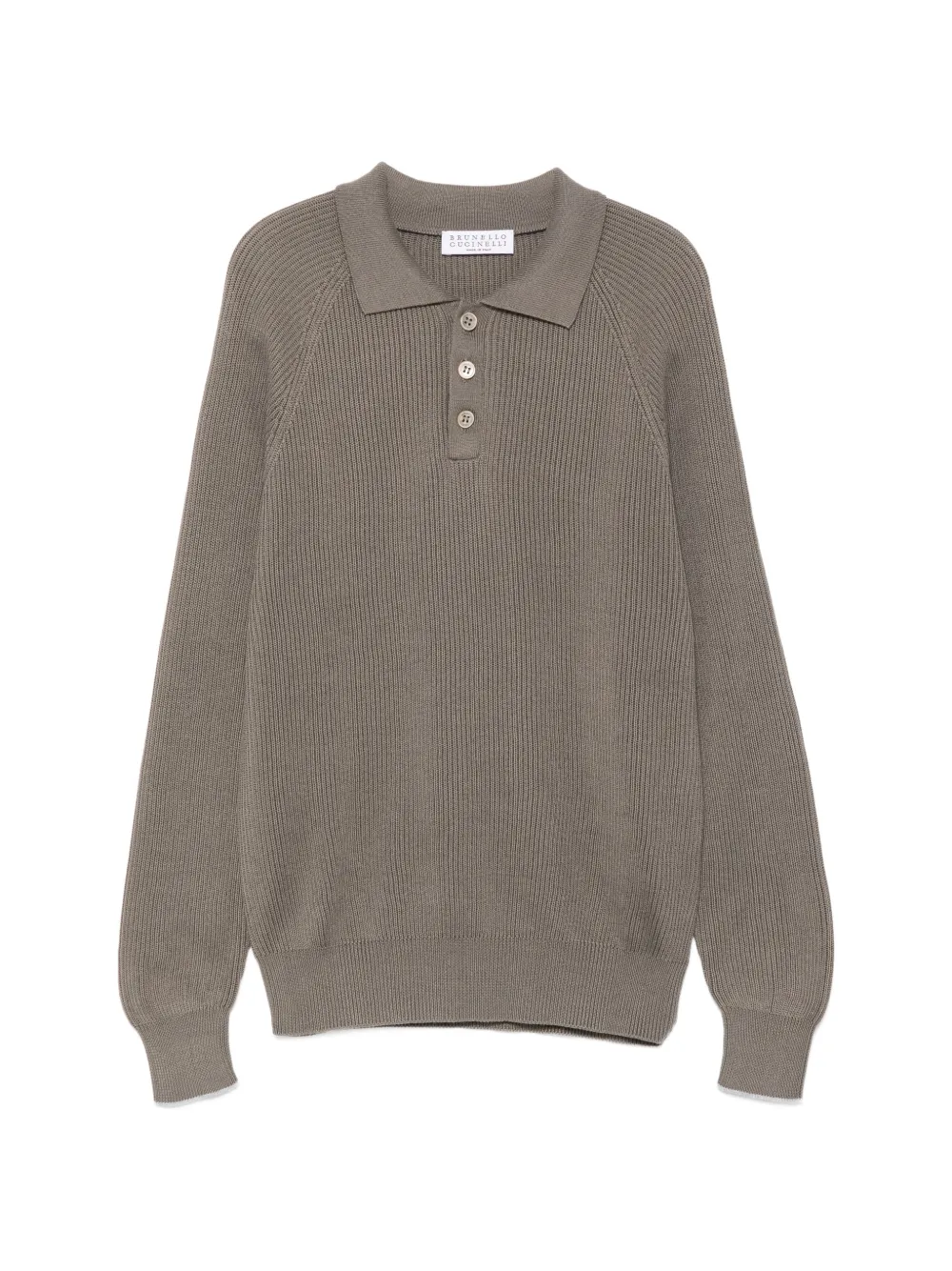 Brunello Cucinelli Kids Poloshirt aus geripptem Strick - Grün