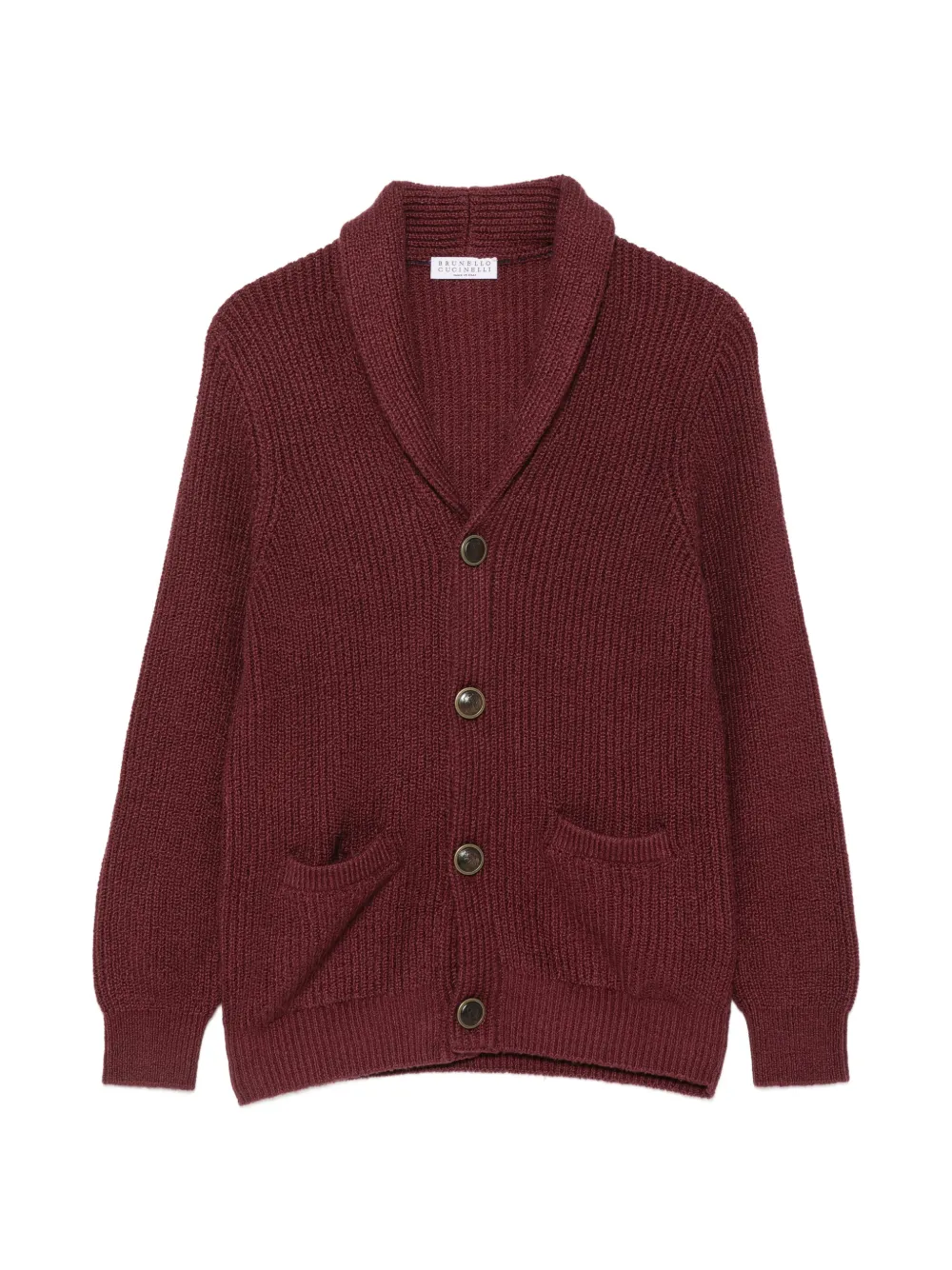 Brunello Cucinelli Kids Gerippter Cardigan mit Schalkragen - Rot