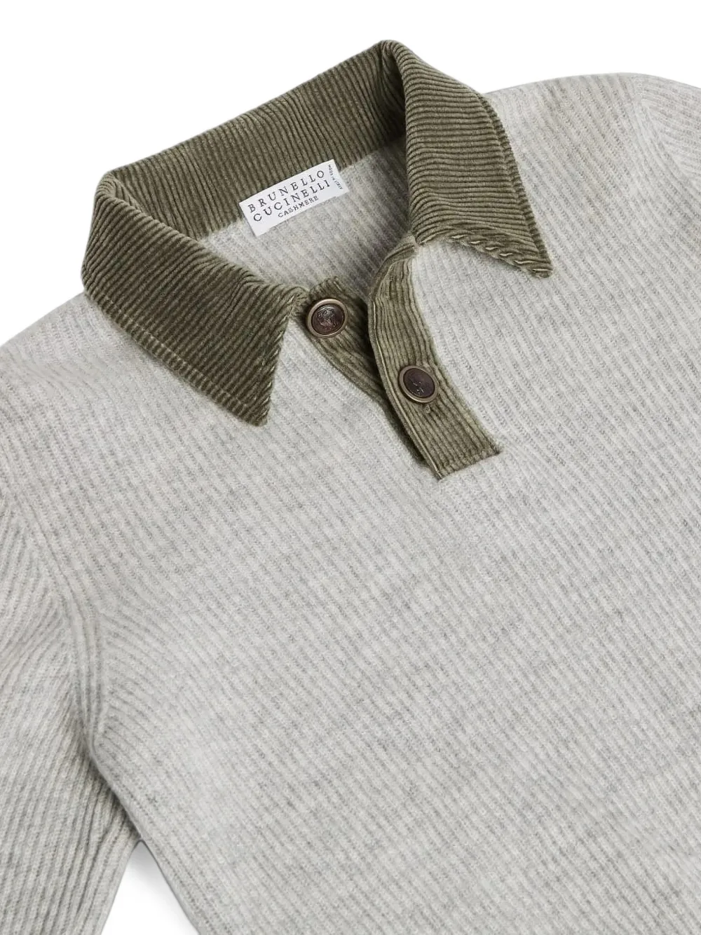 Brunello Cucinelli Kids Ribgebreide trui Grijs