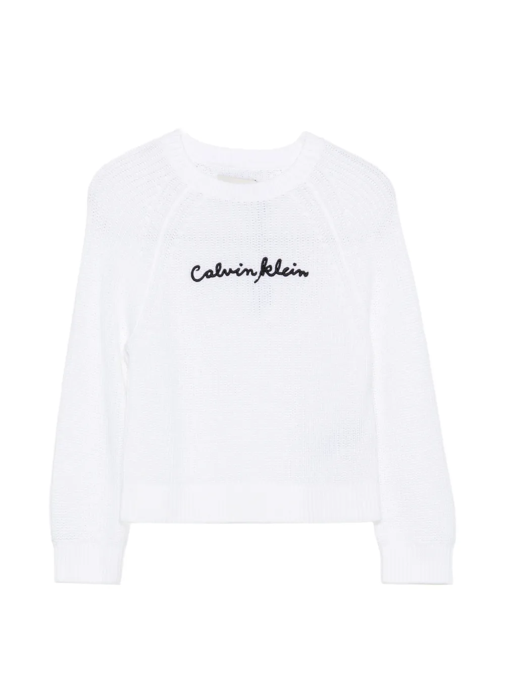 Calvin Klein Kids Maglione con logo ricamato e maniche raglan - Bianco