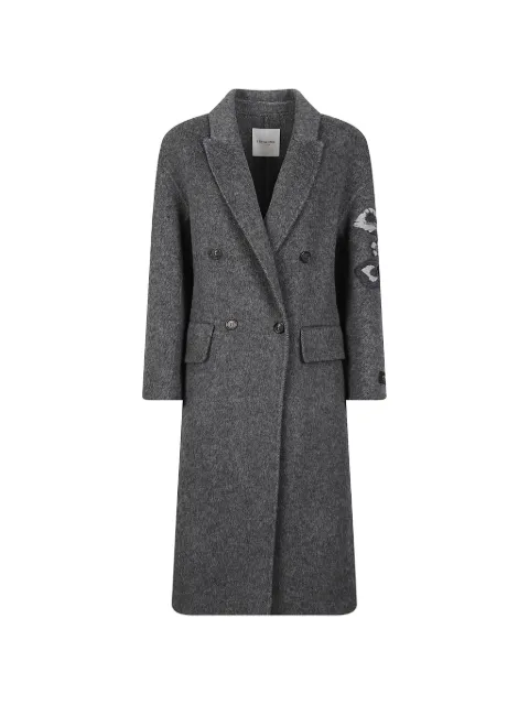 ERMANNO FIRENZE abrigo con parche floral y doble botonadura