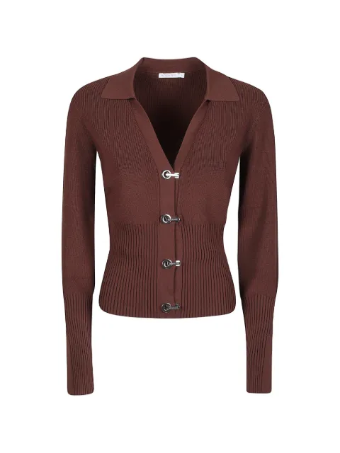Patrizia Pepe hook-fastening ribbed-knit cardigan