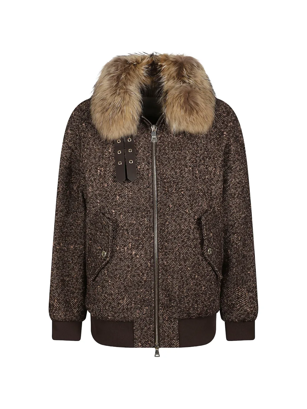 ERMANNO FIRENZE faux-fur collar bomber jacket - Braun