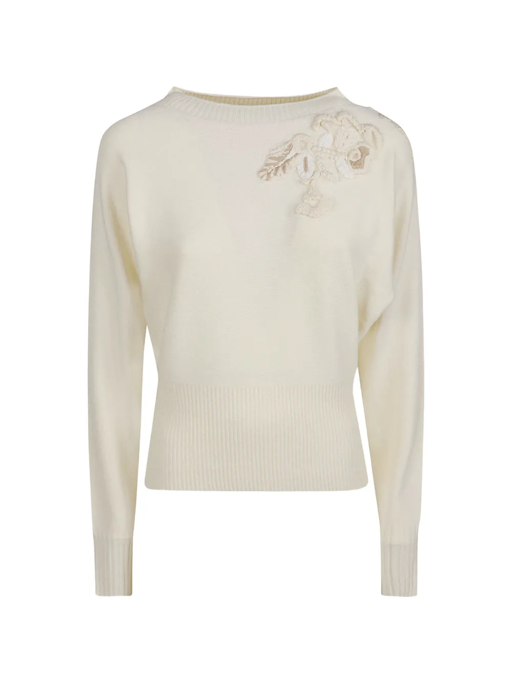 ERMANNO FIRENZE floral-embroidered sweater - Nude