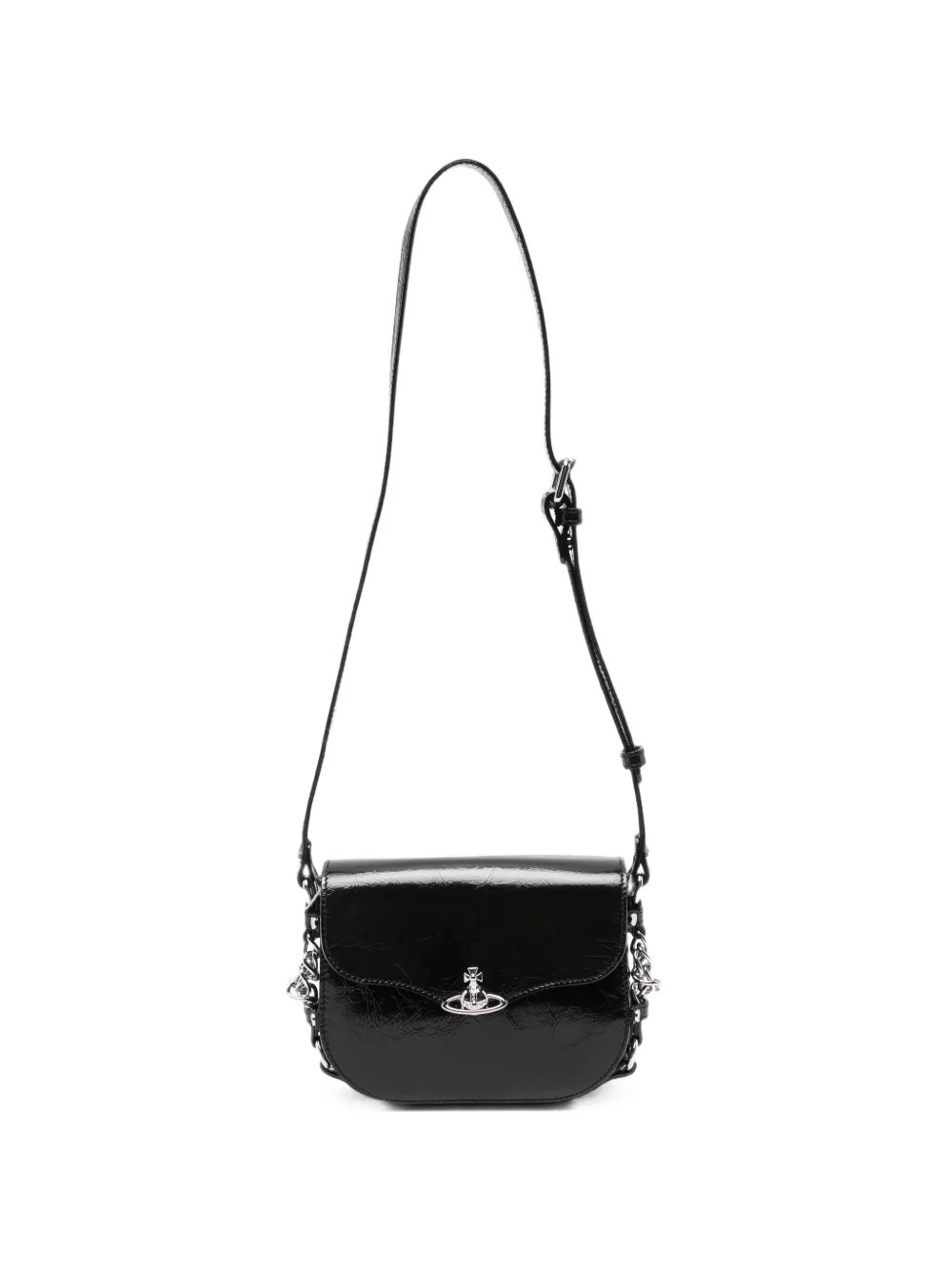Vivienne Westwood Orb-plaque crinkled-finish shoulder bag - Schwarz