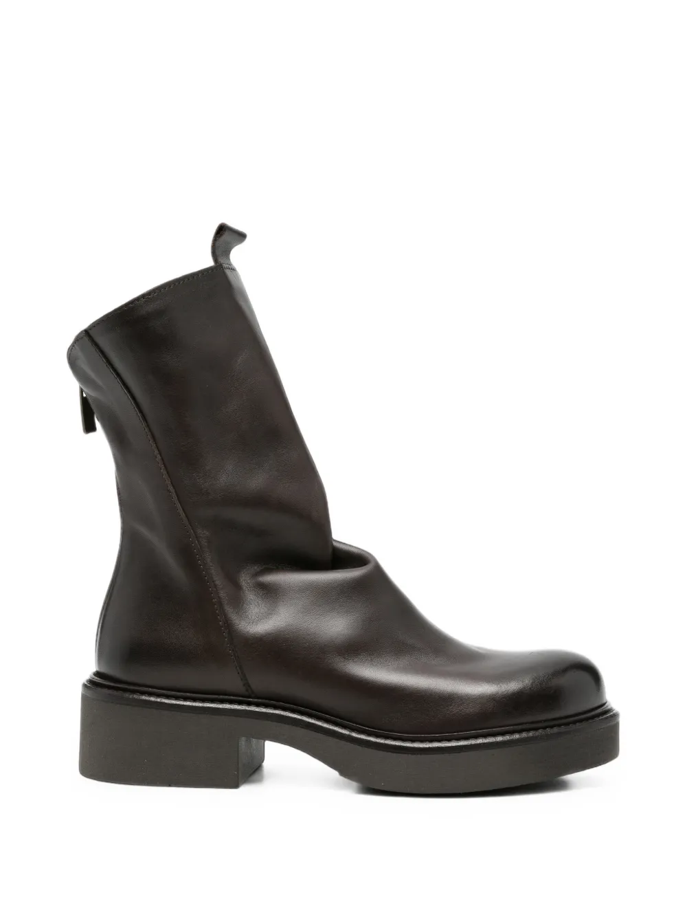 Metisse rear-zip leather ankle boots Bruin
