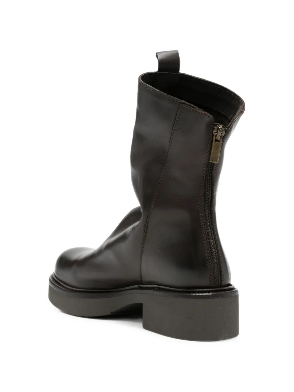 Metisse rear-zip leather ankle boots Bruin