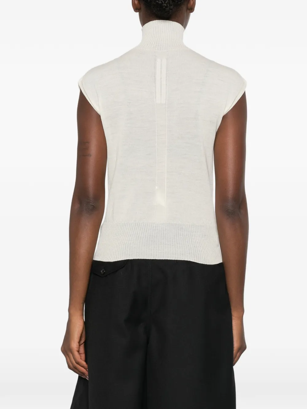 Rick Owens ribbed turtle-neck top Beige