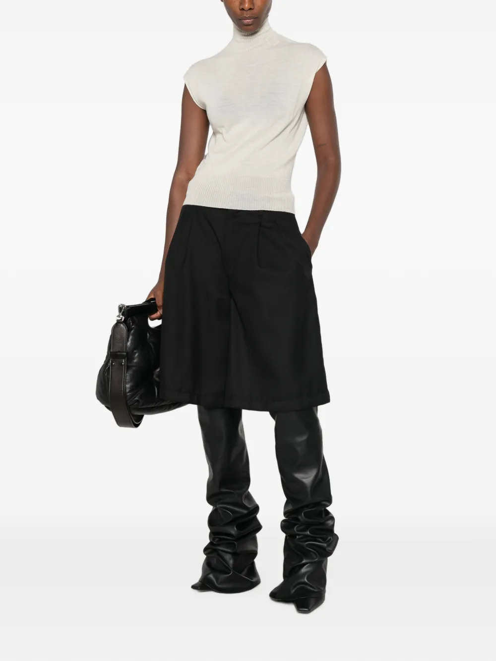 Rick Owens ribbed turtle-neck top Beige