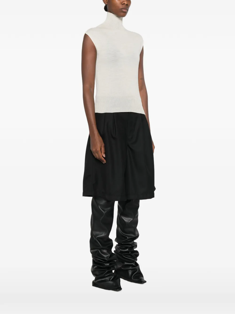 Rick Owens ribbed turtle-neck top Beige
