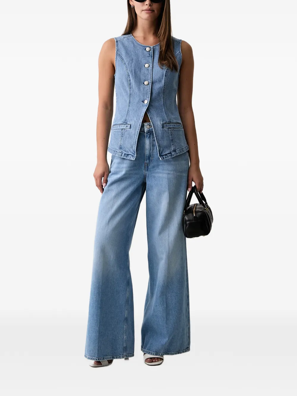 Morgan Denim top met knopen Blauw