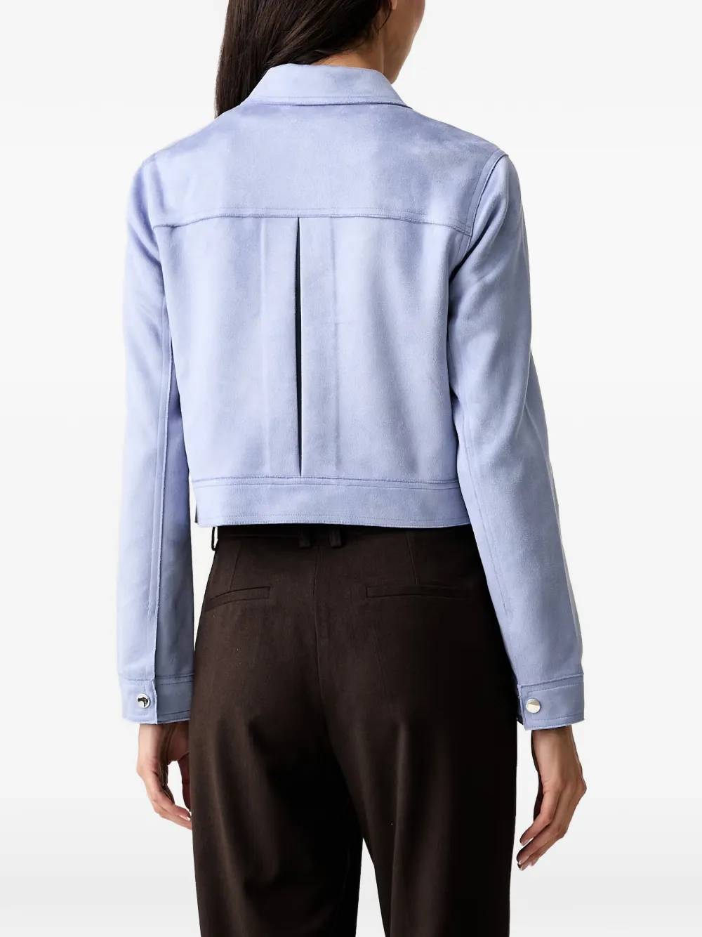 Morgan Flap-pocket Cropped Jacket In Blau